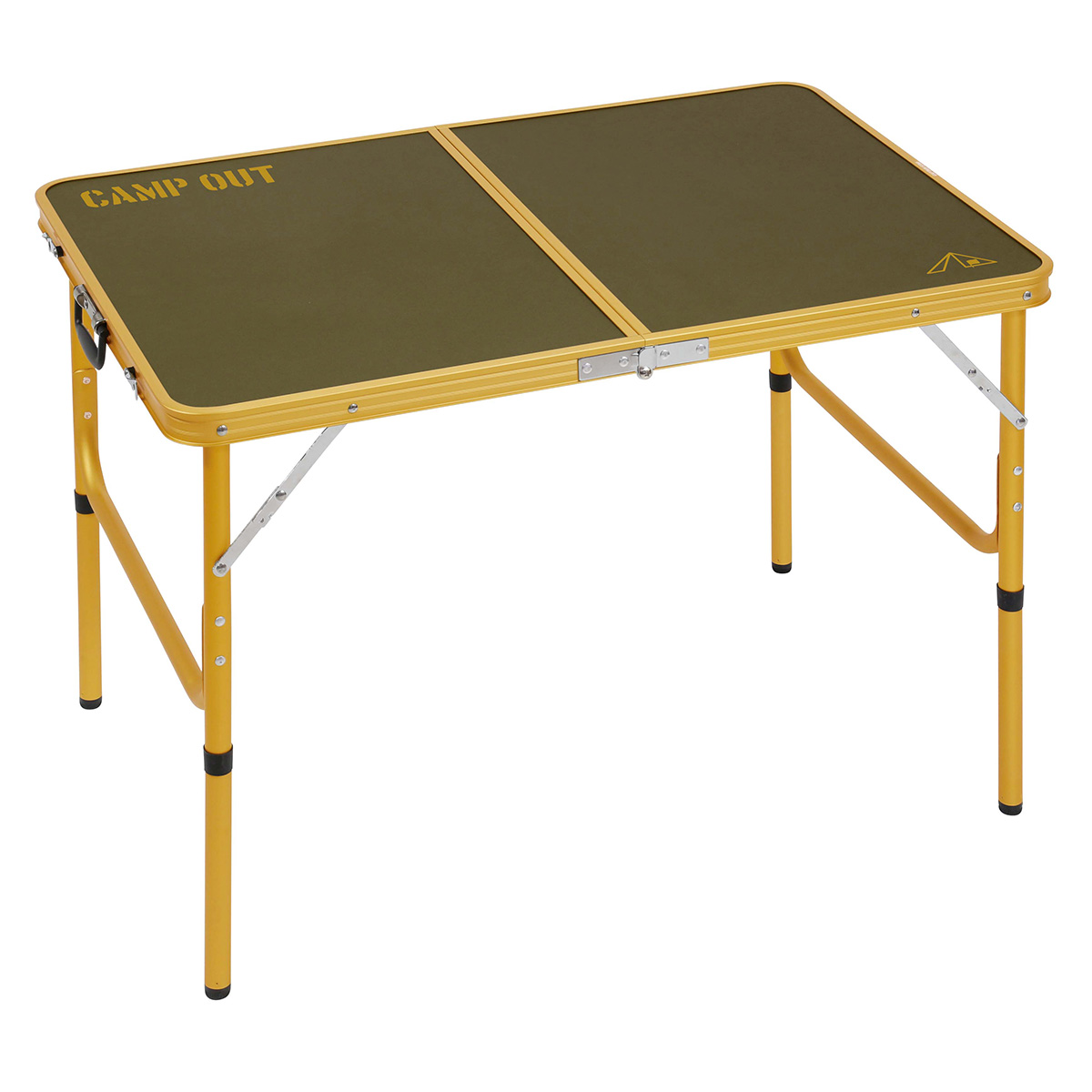 UC-553 キャンプアウト アルミフォーウェイテーブル 90×60cm(オリーブ×オールドイエロー)