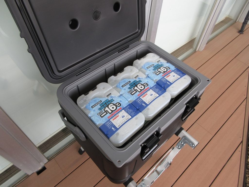 Sサイズの保冷剤を入れた様子
